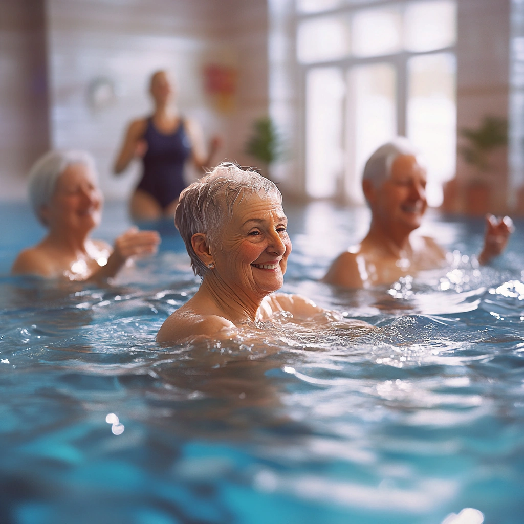 Заняття з водної аеробіки для пенсіонерів
